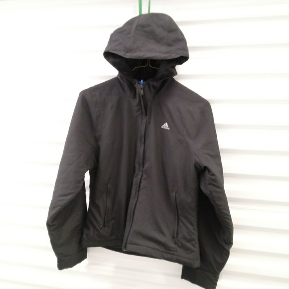Adidas Black Double Zippered Lined Hooded Jacket - Picture 7 of 8